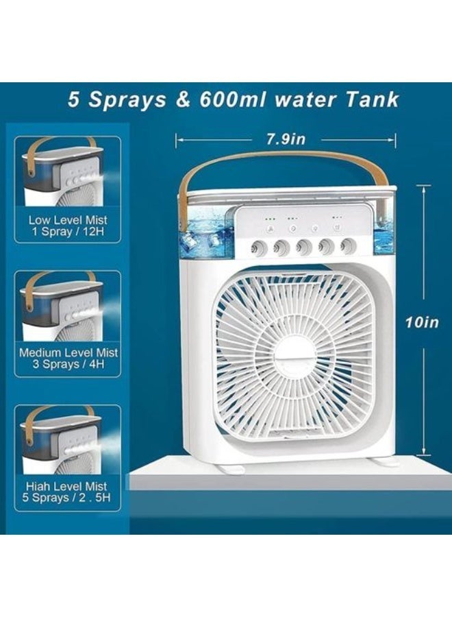 Portable Air Conditioner Fan Mini Evaporative Air Cooler with 7 Colors LED Light 1/2/3 H Timer 3 Wind Speeds and 3 Spray Modes for Office Home Dorm Travel(White) - Image 2